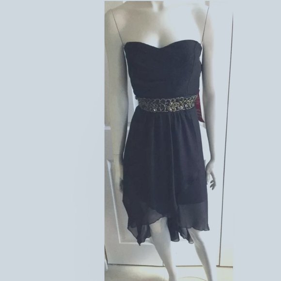 Trixxi Black Strapless Formal Lined Dress Size JR XL 13/14 NWT - Picture 3 of 6